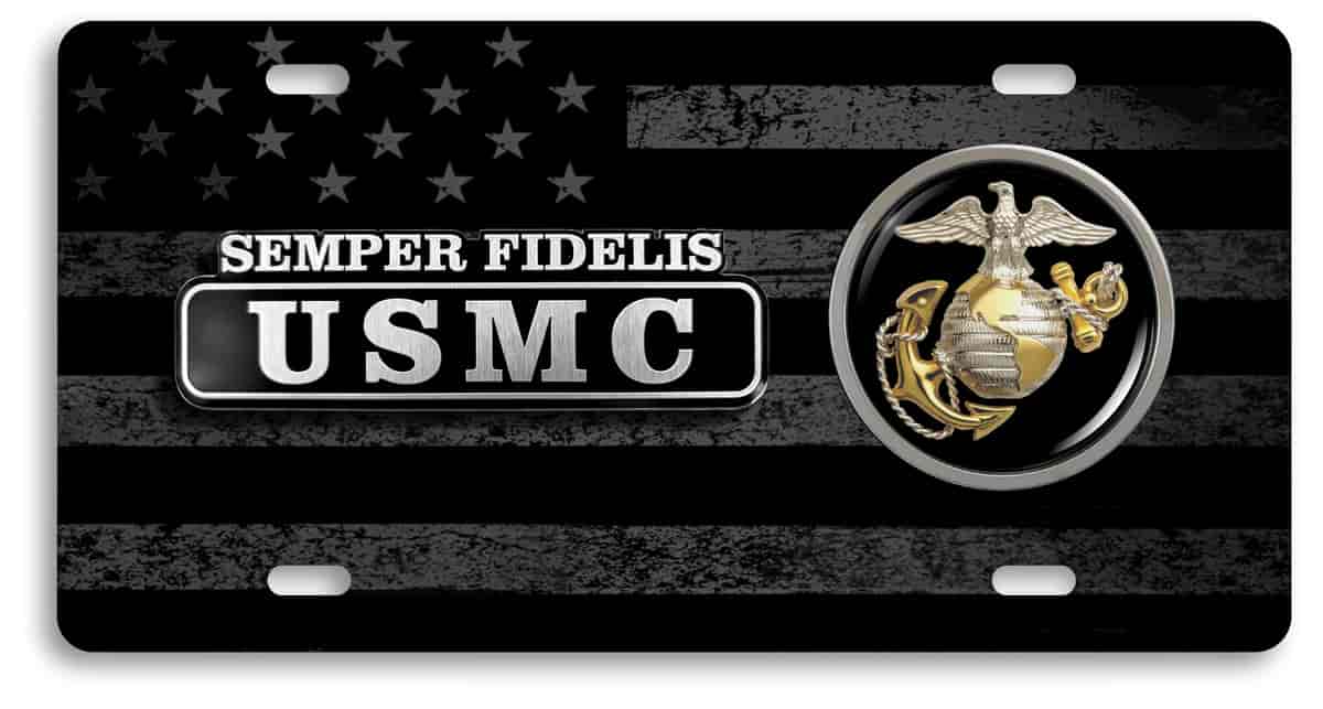 USMC - Semper Fidelis EGA - Stainless Steel Car License Plate